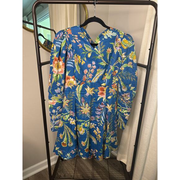 ALEMAIS June Floral Linen Mini Dress size US 10 - Picture 2 of 6